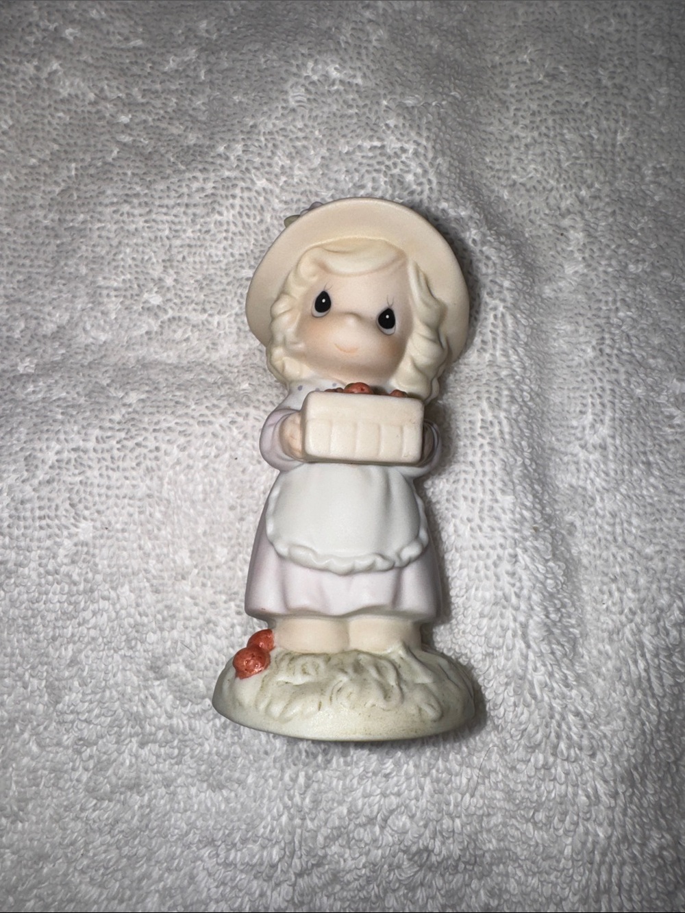 Precious Moments Blonde Girl Figurine in Cream and Pink